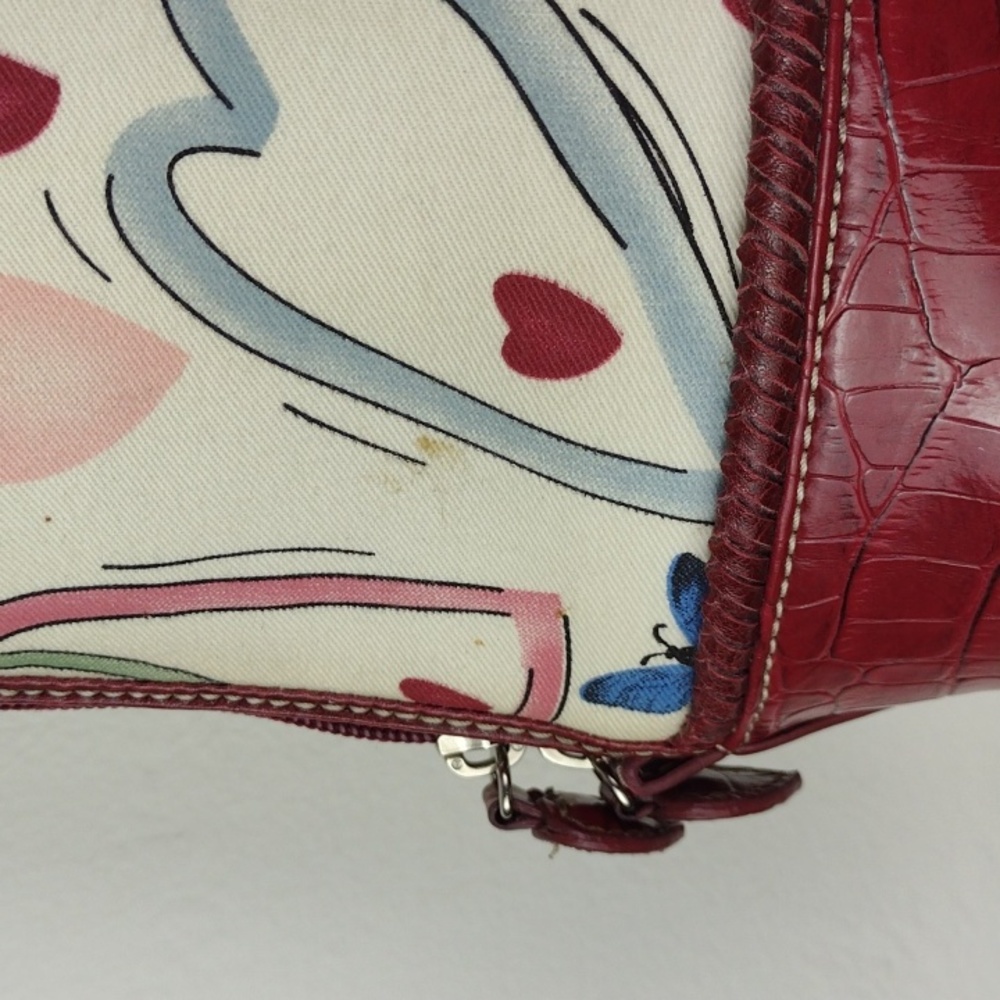 Brighton-esque Whimsical Heart Butterfly Croc-Embossed Leather Trim Purse Bag - Picture 12 of 16